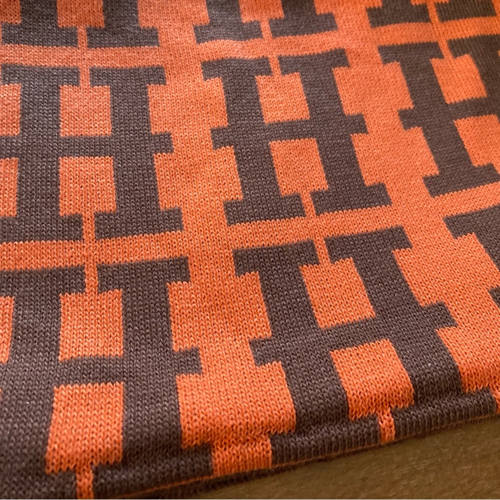 Reversible Orange & Brown Patterned Scarf - Picture 4 of 8